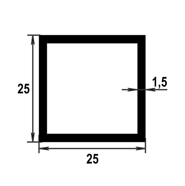 Труба квадратная 25х25 мм ТКв 04.2000.502л Золото. Цена за 5 штук