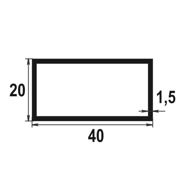 Труба прямоугольная 40х20 мм ТПр 02.2000.501л Серебро. Цена за 5 штук.