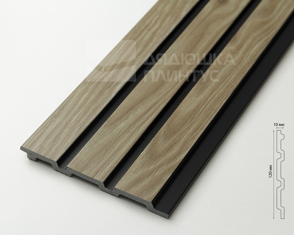 Панель вспененный полистирол ГРЕЙС 3D RAIL 120*2700 мм.  Ольха