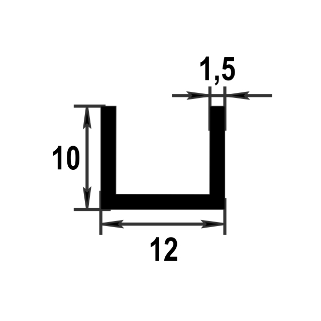 Швеллер 10х12х10 мм Шв 02.2000.500 Без окраса