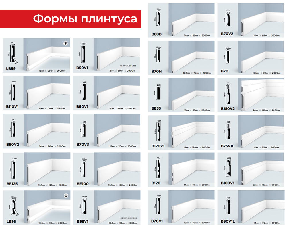Плинтус из полистирола высокой плотности HI WOOD W40V1 40мм х 10мм х 2,0м.
