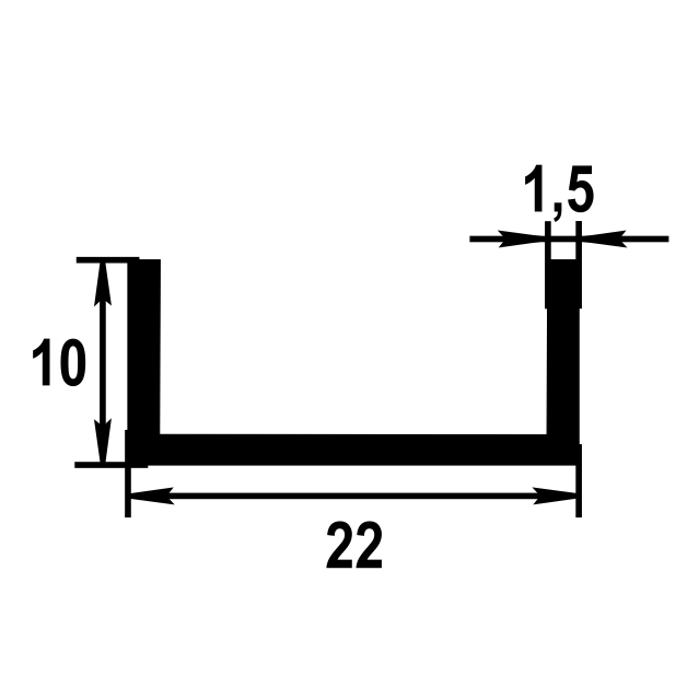 Швеллер 10*22*10 мм Шв 05.2000.501л Серебро. Цена за 5 штук.