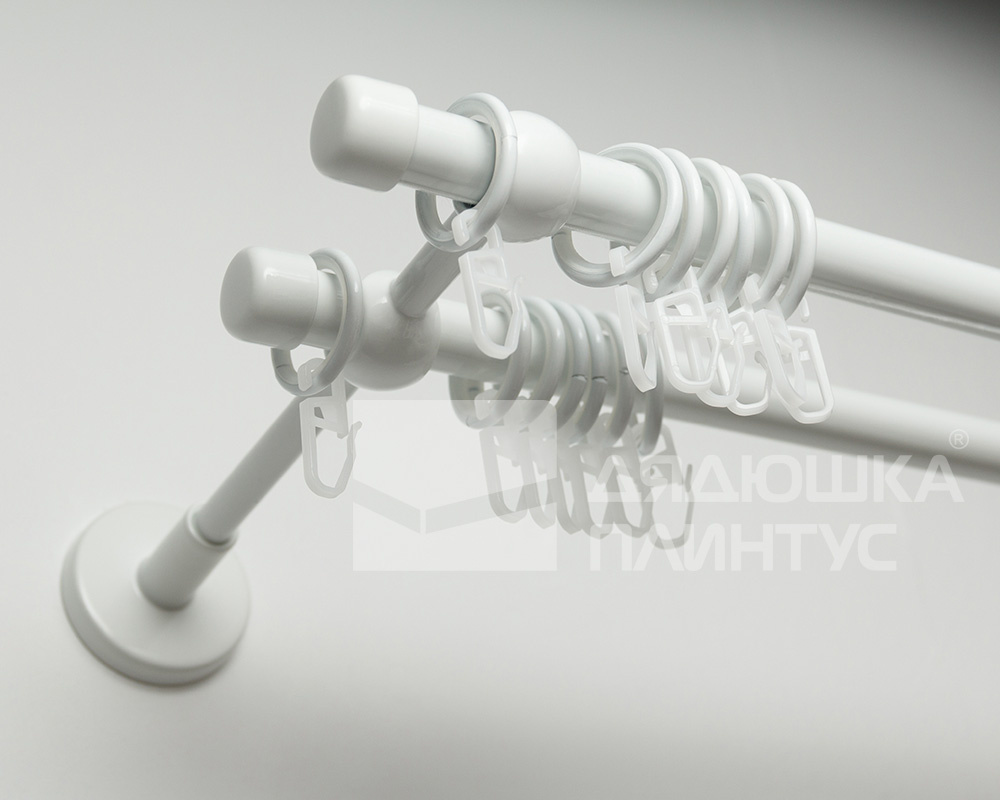 Карниз двухрядный кованый УЮТ d25мм 1,8м Белый