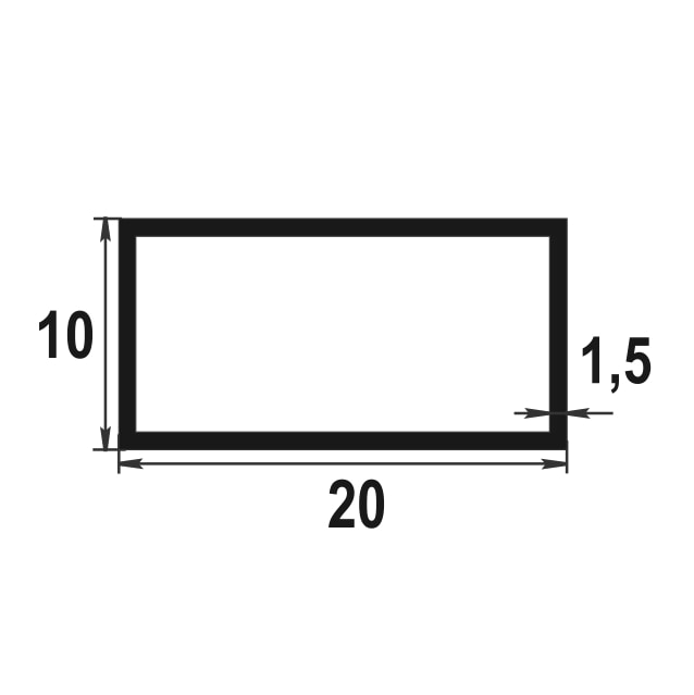 Труба прямоугольная 20х10 мм ТПр 01.2000.501л Серебро. Цена за 5 штук.